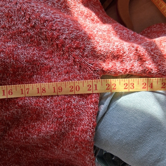 L.L. Bean Womens Coral/White Cotton Ragg Funnelneck Pullover Space Dye Sweater - Picture 12 of 16